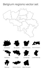 Belgium map with shapes of regions. Blank vector map of the Country with regions. Borders of the country for your infographic. Vector illustration.