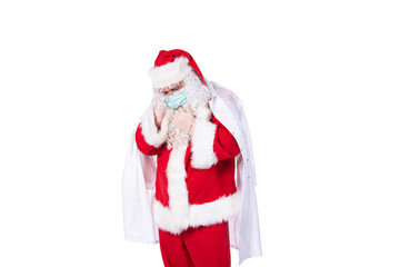 Illness and colds. Santa Claus. White background.