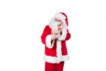 Illness and colds. Santa Claus. White background.