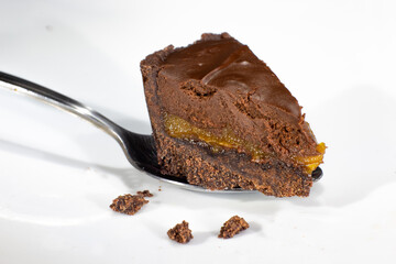 small cutaway cake closeup with spoon