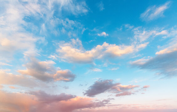 Beautiful sunrise, with colorful clouds on the sky. Nature sky backgrounds.