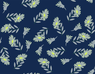 Fototapeta na wymiar seamless vector flowers with leaves pattern on background