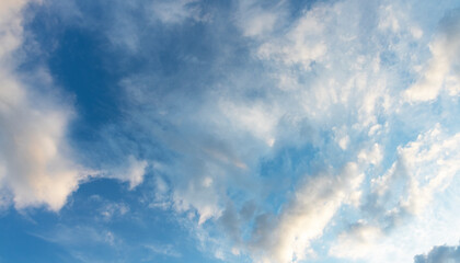 Beautiful blue sky and white clouds. Nature background. Sky clouds.