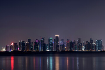 Fototapeta na wymiar The skyline of Doha, the capital city of Qatar