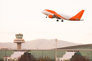 passenger plane lands at airport