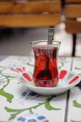 Delicious Red Iranian Tea. Hot Chai Traditional from Iran