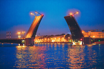 Famous of opening of Palace drawbridge in Russia