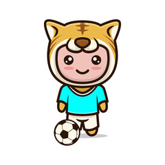 Tiger cute mascot soccer-related design