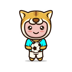 Tiger cute mascot soccer-related design