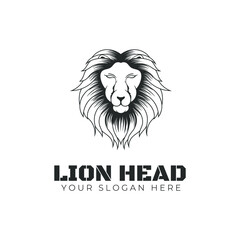 lion head logo design. Black lion head logo mascot design