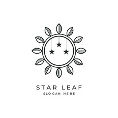 Star leaf logo. three stars surrounded by leaves