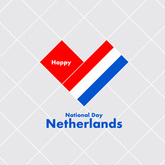 National Day Card Template with Heart Shaped Flag : Vector Illustration