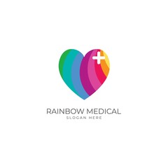 Love logo with rainbow color. Company logo vector design