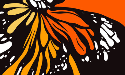 Butterfly color style vector with black background. Butterfly wings with orange color gradation. Design templates for background, social media, template, poster, invitation, card design and more
