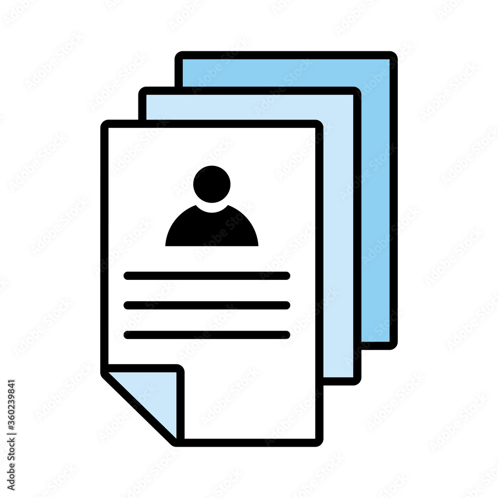 Poster papers documents with curriculum line and fill style icon