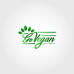 Vegan vector logo design template inspiration