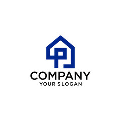 letter p building architecture logo flat