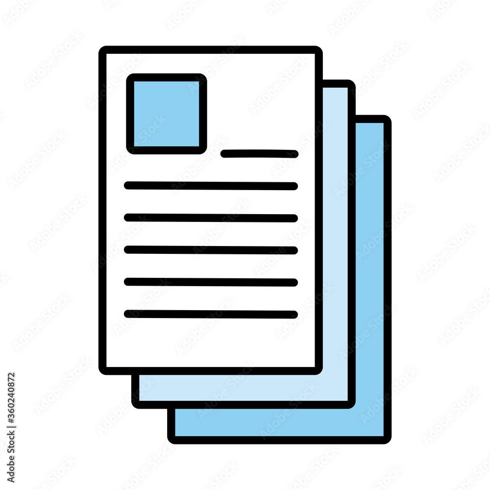 Poster papers documents with curriculum line and fill style icon