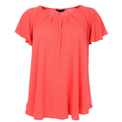Stylish red woman blouse on white background