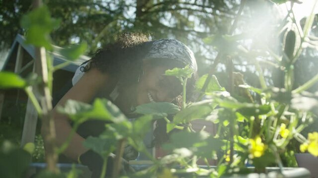Young woman working in garden
