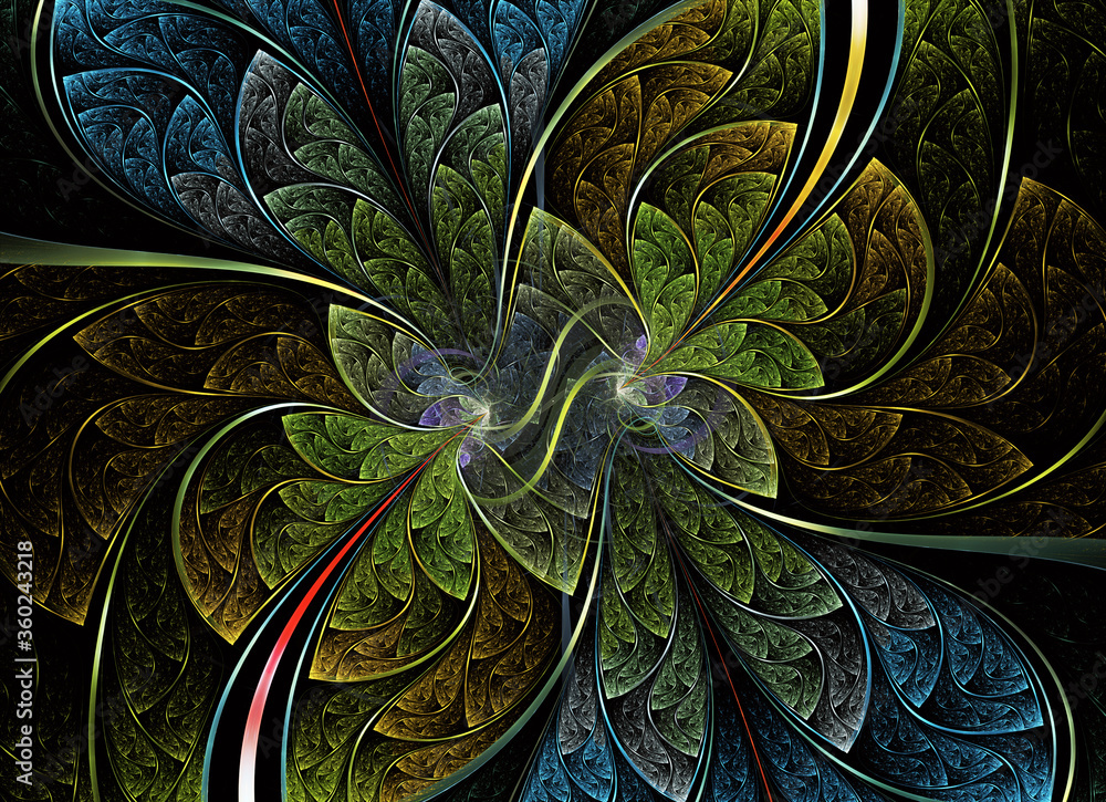 Poster abstract color dynamic background with lighting effect. fractal art