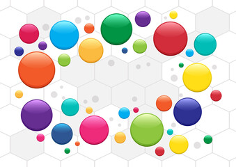 Abstract circles background, colorful bubbles. Medicine pills pattern. Place for your text. Vector illustration