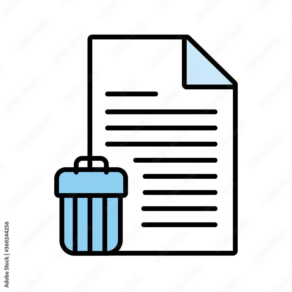 Poster paper document with waste bin line and fill style icon