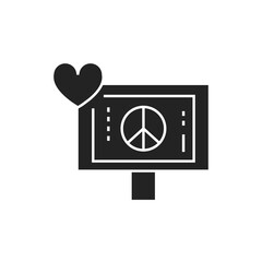 Pacifism glyph black icon. Social protest. Pictogram for web page, mobile app, promo.