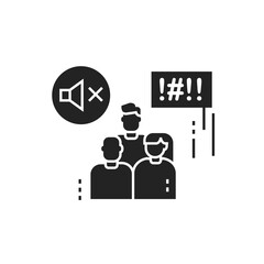 Silent protest glyph black icon. Non verbal communication. Social protest. Pictogram for web page, mobile app, promo.