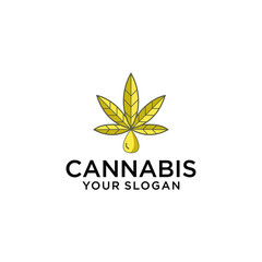 Blend of plants or leaves with water droplets. Minimalist and modern cannabis leaf design