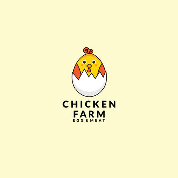 Vector logo for home business with products from chicken meat and eggs. Poultry Farm illustration.