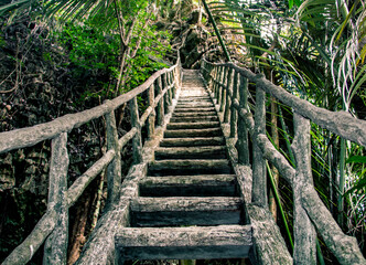 Naklejka premium Long stone staircase in Thailand