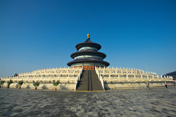 Temple of Heaven Park scenery. The Chinese texts on the building meaning is Prayer hall. The temple...