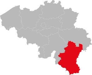 Luxembourg province isolated on belgium map. Gray background. Backgrounds and wallpapers.