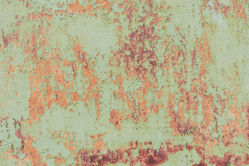 Abstract metal texture background. Old surface in rust and dirt in green color.