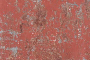Abstract metal texture background. Old surface in rust and dirt in red color.