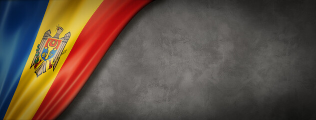 Moldova Flag Concrete Wall Banner