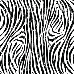 Seamless zebra pattern with wear effect. Black and white. Vector illustration. 