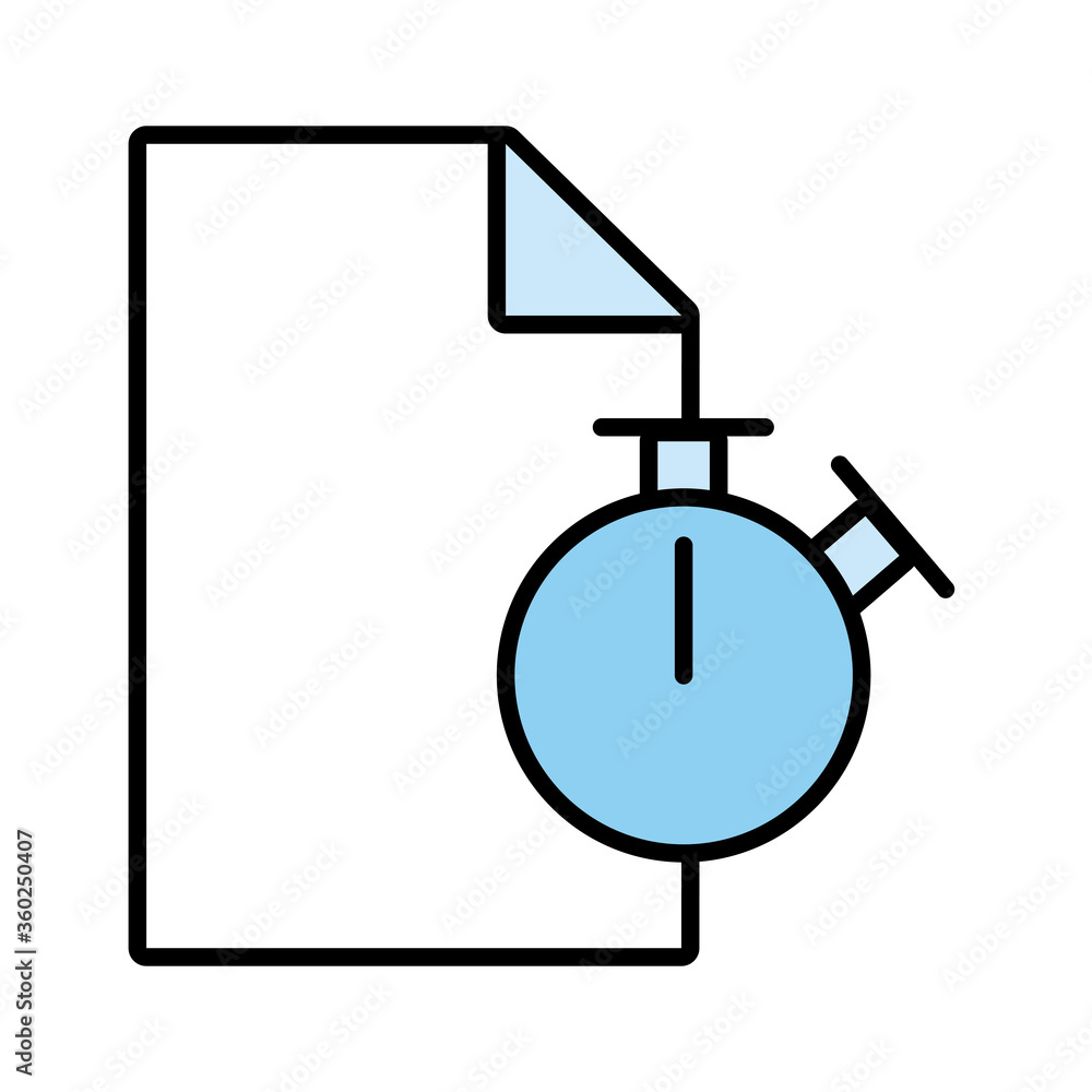 Poster paper document with chronometer line and fill style icon