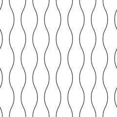 Seamless Pattern Black Wave Background Texture Doodle Vector