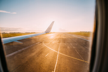 Just landed airplane at Copenhagen airport.