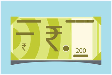 200 Indian Rupee Banknotes paper money vector icon logo illustration and design. India business, payment and finance element. EPS 10 Vector illustration. Can be used for web, mobile, infographic