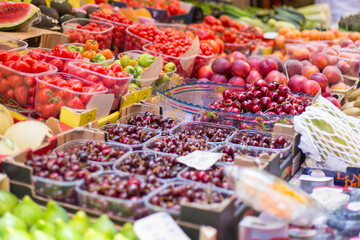 Fresh natural products in the fruit and vegetable market. Healthy lifestyle