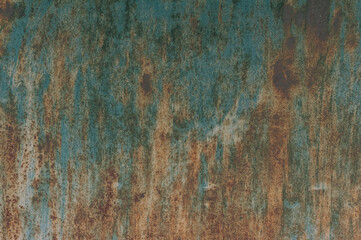 Abstract metal texture background. Old surface in rust and dirt in green color.