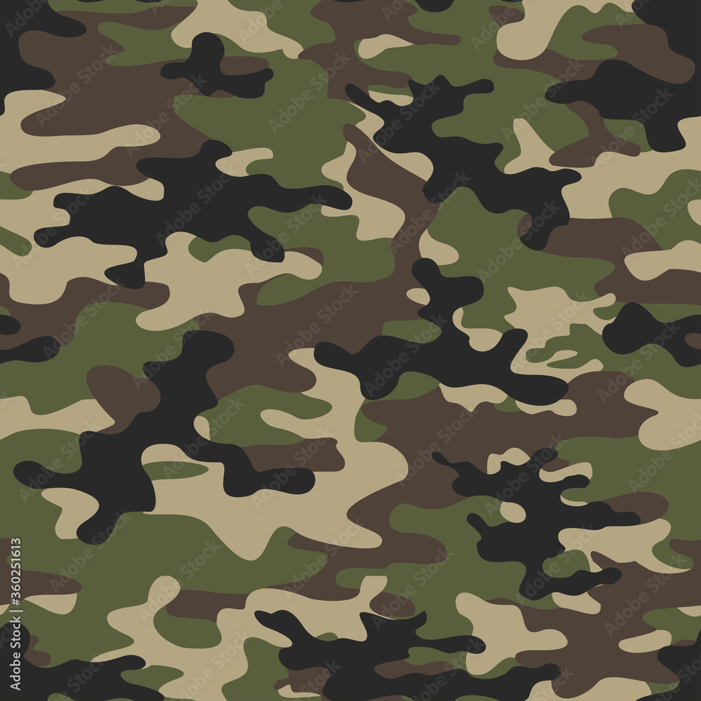 Wall mural camo pattern vector seamless pattern forest background