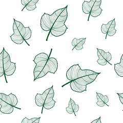 Leaf seamless pattern on white background for design vector illustration.