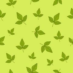 Leaf seamless pattern on green background for design vector illustration.