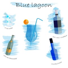 blue lagoon recipe infographics vector illustration © Valentina