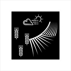 Farm Field Icon, Barn, Farmland Agriculture Icon