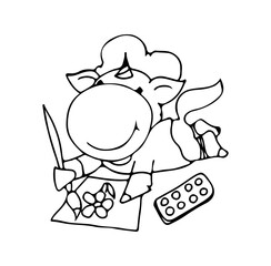 Coloring book for kids - unicorn engaged in martial arts. Black and white cute cartoon unicorns. Vector illustration.